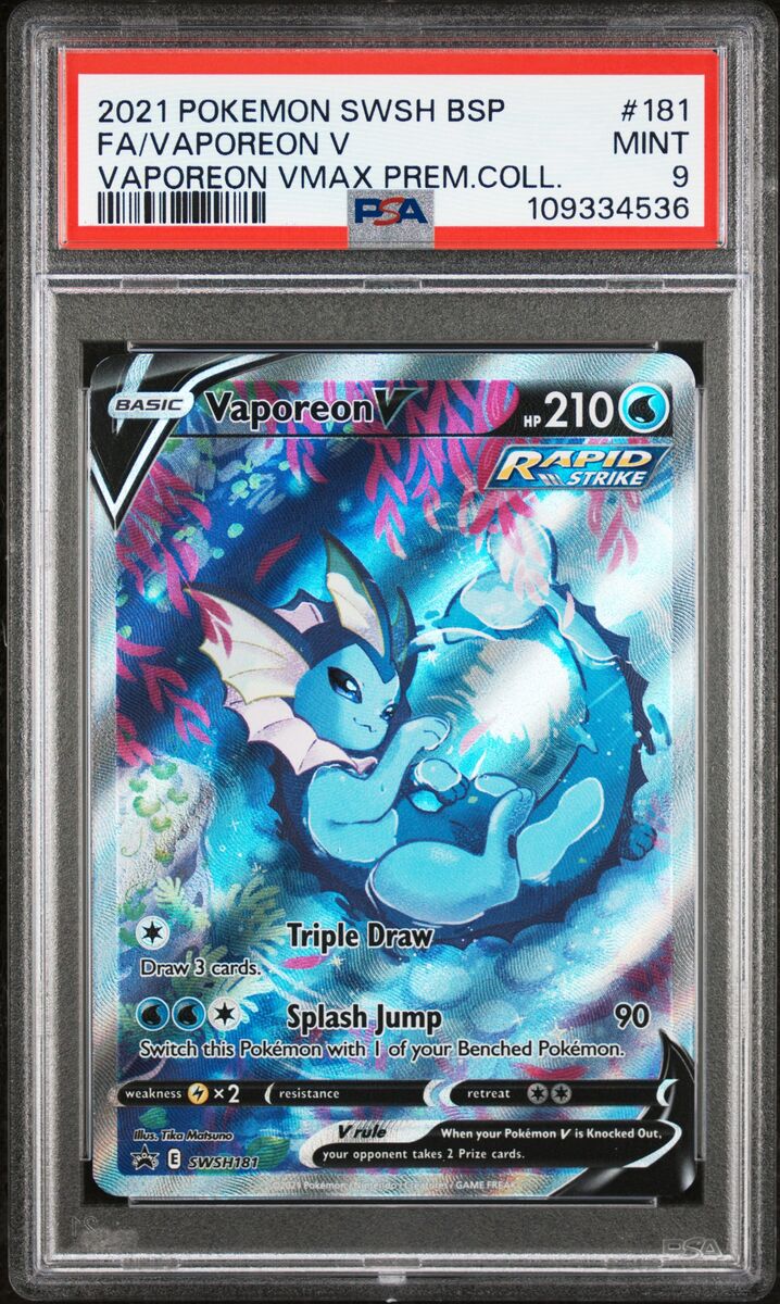 Vaporeon V SWSH181 — VMAX Prem. Coll. PSA 9 Mint